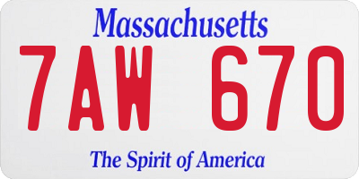 MA license plate 7AW670