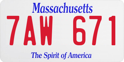 MA license plate 7AW671
