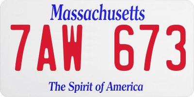 MA license plate 7AW673