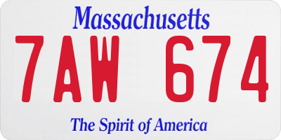MA license plate 7AW674