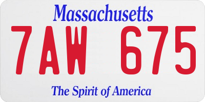MA license plate 7AW675