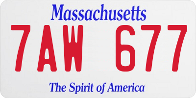 MA license plate 7AW677
