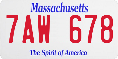 MA license plate 7AW678