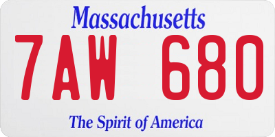MA license plate 7AW680
