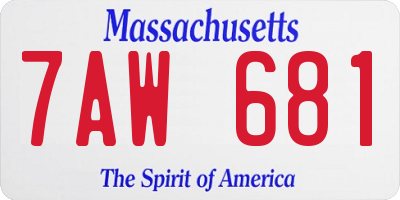 MA license plate 7AW681