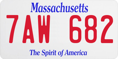 MA license plate 7AW682