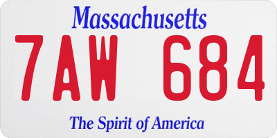MA license plate 7AW684