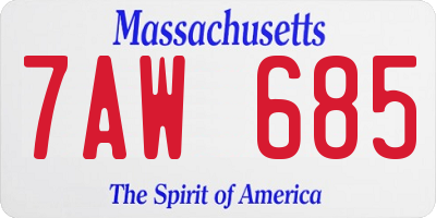 MA license plate 7AW685