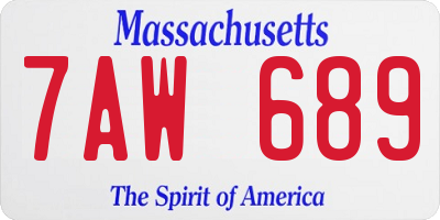 MA license plate 7AW689