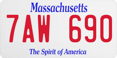 MA license plate 7AW690