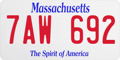 MA license plate 7AW692