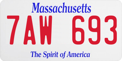 MA license plate 7AW693