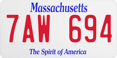 MA license plate 7AW694