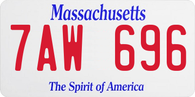 MA license plate 7AW696