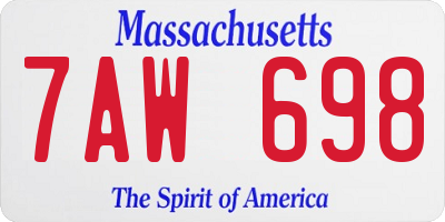 MA license plate 7AW698