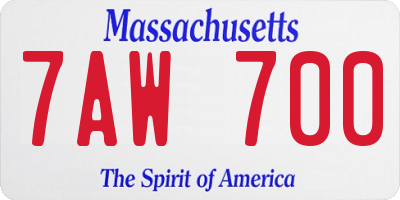 MA license plate 7AW700