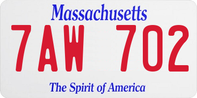 MA license plate 7AW702