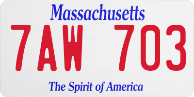MA license plate 7AW703
