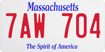 MA license plate 7AW704