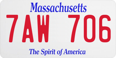 MA license plate 7AW706