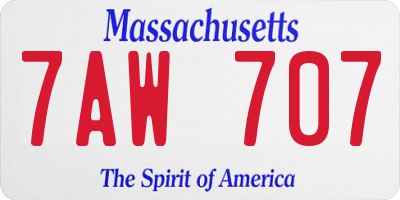 MA license plate 7AW707