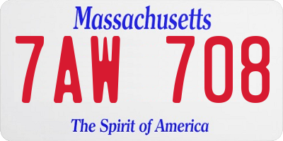 MA license plate 7AW708