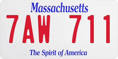 MA license plate 7AW711