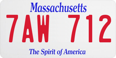 MA license plate 7AW712