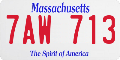 MA license plate 7AW713