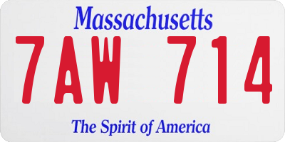 MA license plate 7AW714