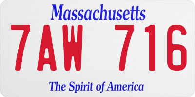 MA license plate 7AW716