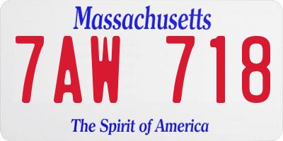 MA license plate 7AW718