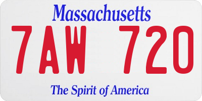 MA license plate 7AW720