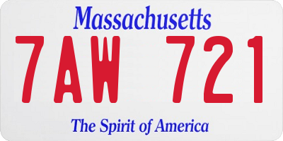 MA license plate 7AW721