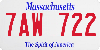 MA license plate 7AW722