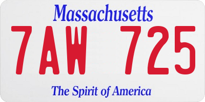 MA license plate 7AW725