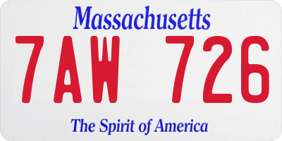 MA license plate 7AW726