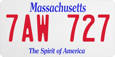 MA license plate 7AW727