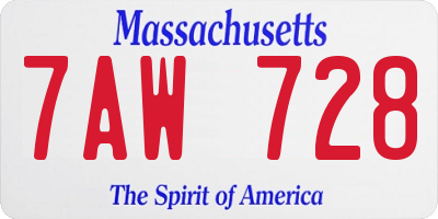 MA license plate 7AW728