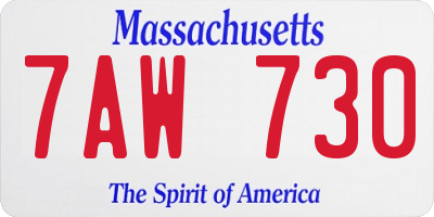 MA license plate 7AW730