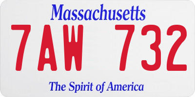 MA license plate 7AW732