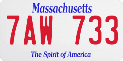 MA license plate 7AW733