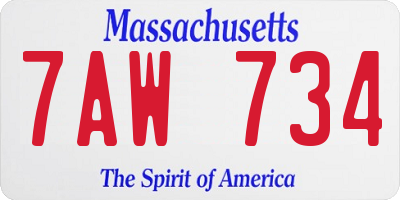 MA license plate 7AW734