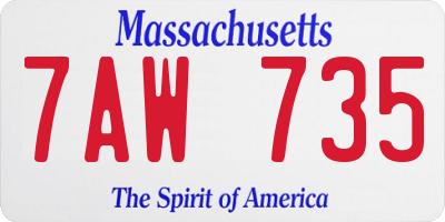 MA license plate 7AW735