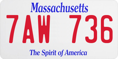 MA license plate 7AW736