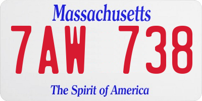 MA license plate 7AW738