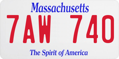 MA license plate 7AW740