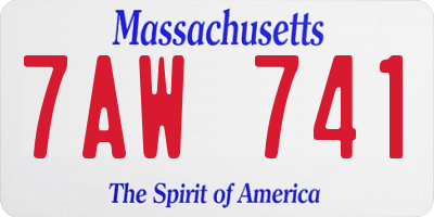 MA license plate 7AW741