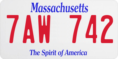 MA license plate 7AW742