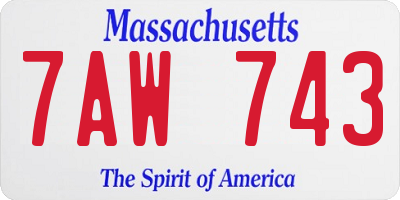 MA license plate 7AW743